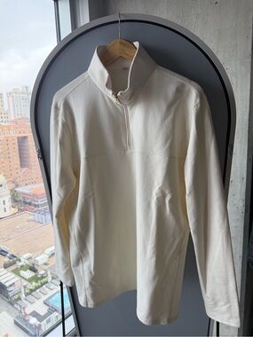 Men's Cream Half-Zip Pullover Sweater
